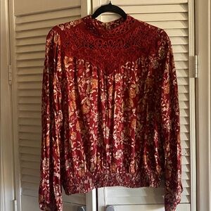 Angie Red Floral Lace Blouse